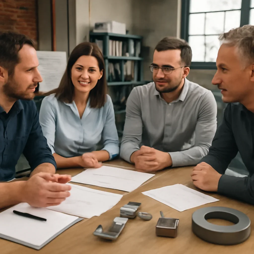 Project discussion around custom parts vs off-the-shelf with the Riverside fabrication team