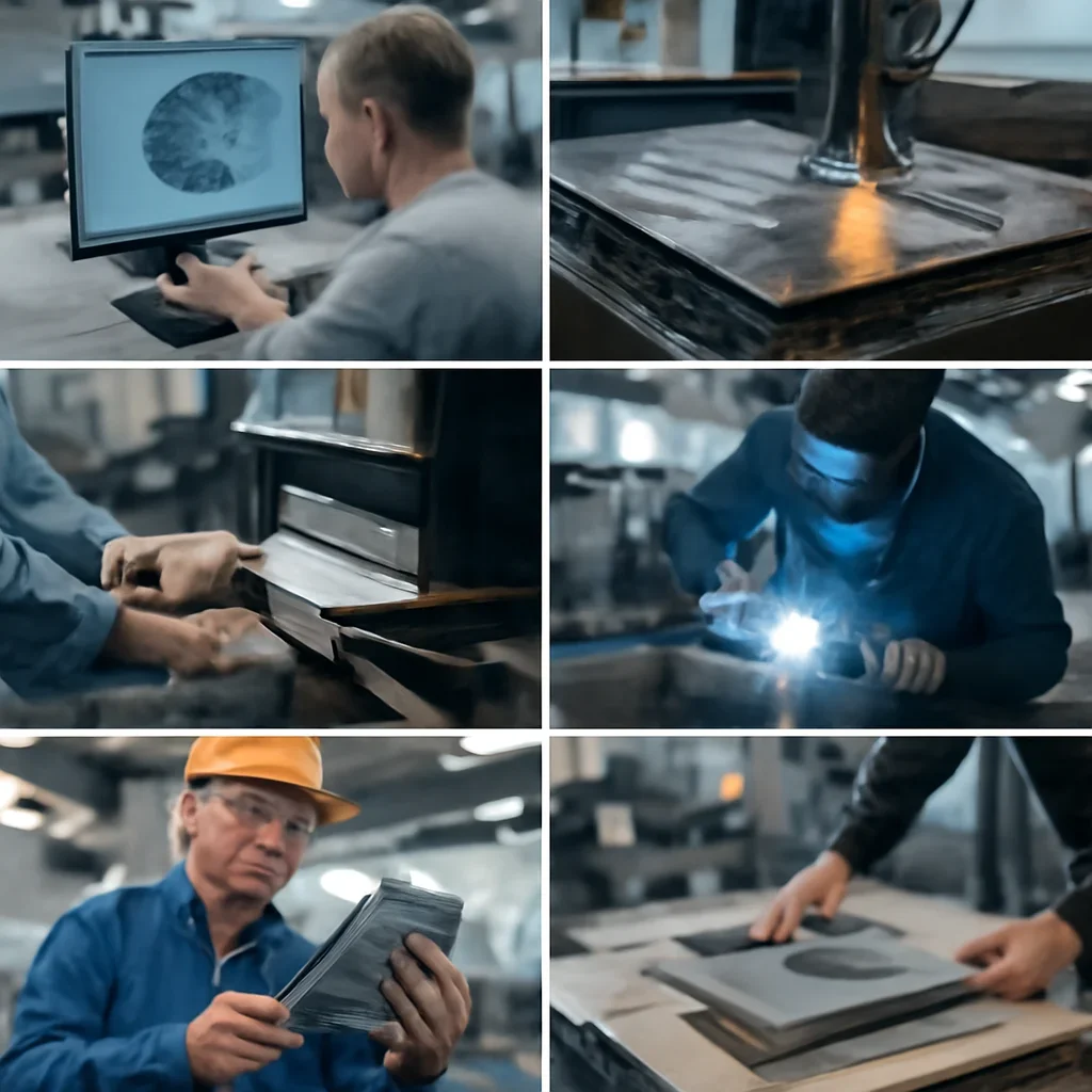 Fabrication workflow for laser cutting vs waterjet cutting from review through production