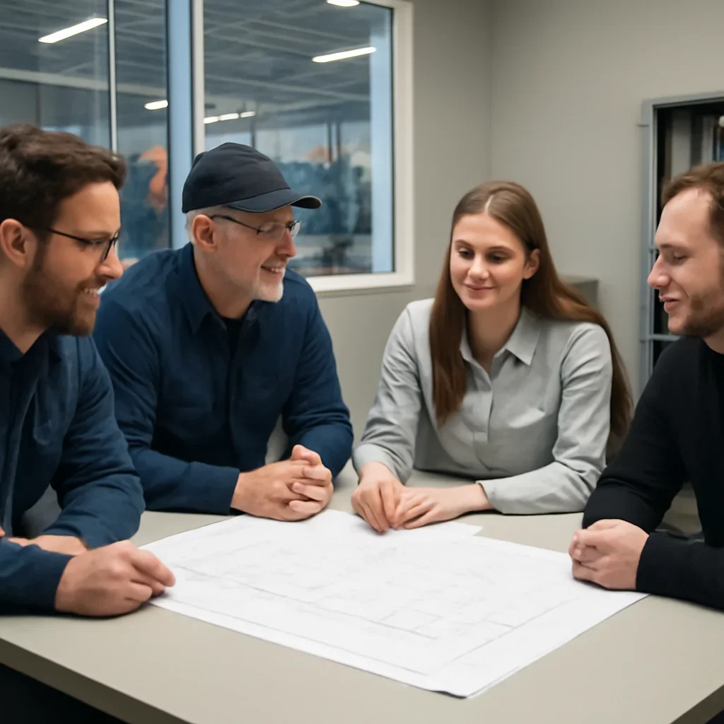 Project discussion with the Riverside fabrication team