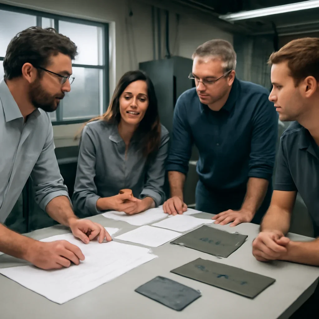 Project discussion around laser cutting with the Riverside fabrication team