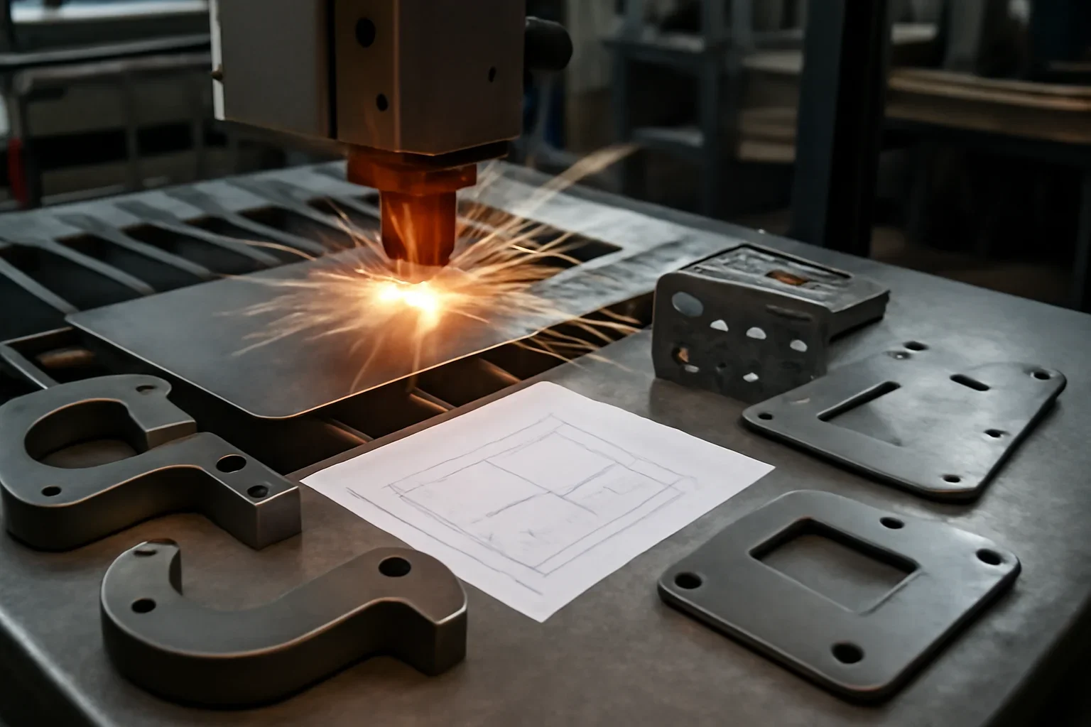 Laser Cutting at Old Bridge Metal Fabrication with custom fabricated metal parts and project planning