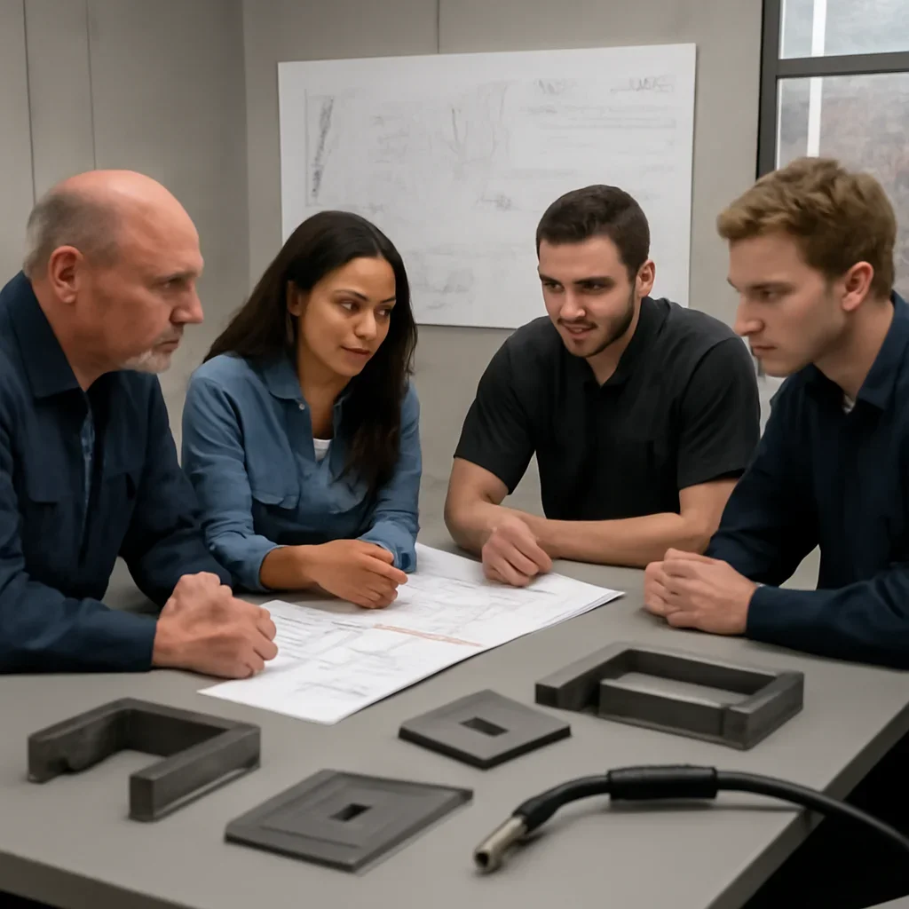 Project discussion around mig welding with the Riverside fabrication team