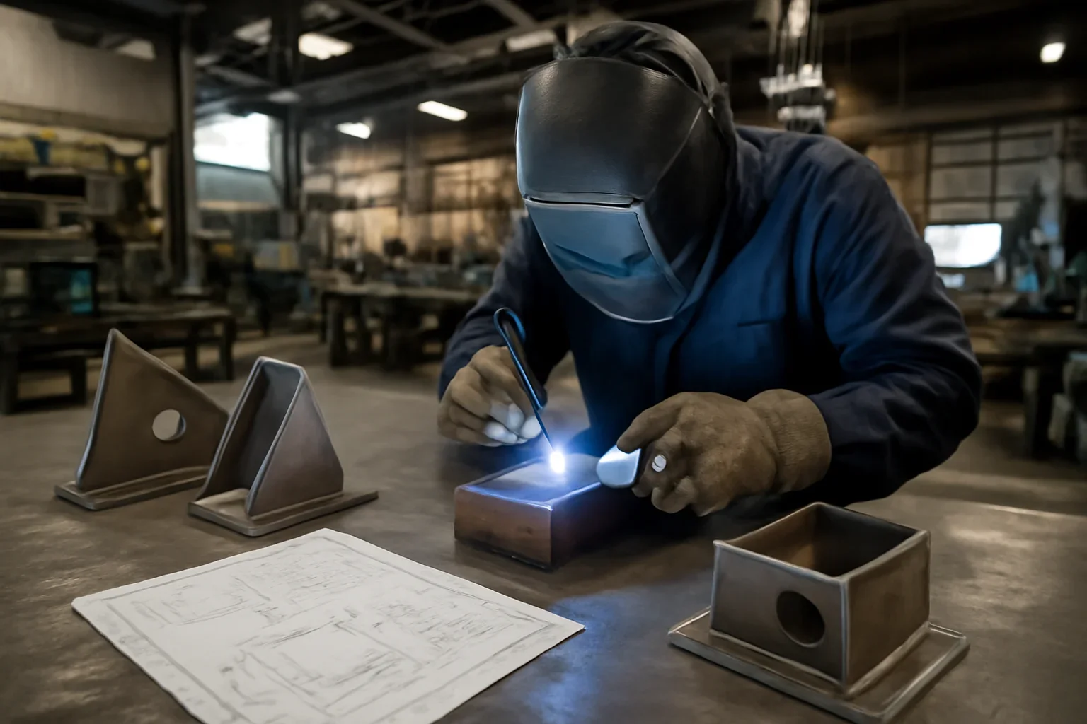 TIG Welding at Old Bridge Metal Fabrication with custom fabricated metal parts and project planning