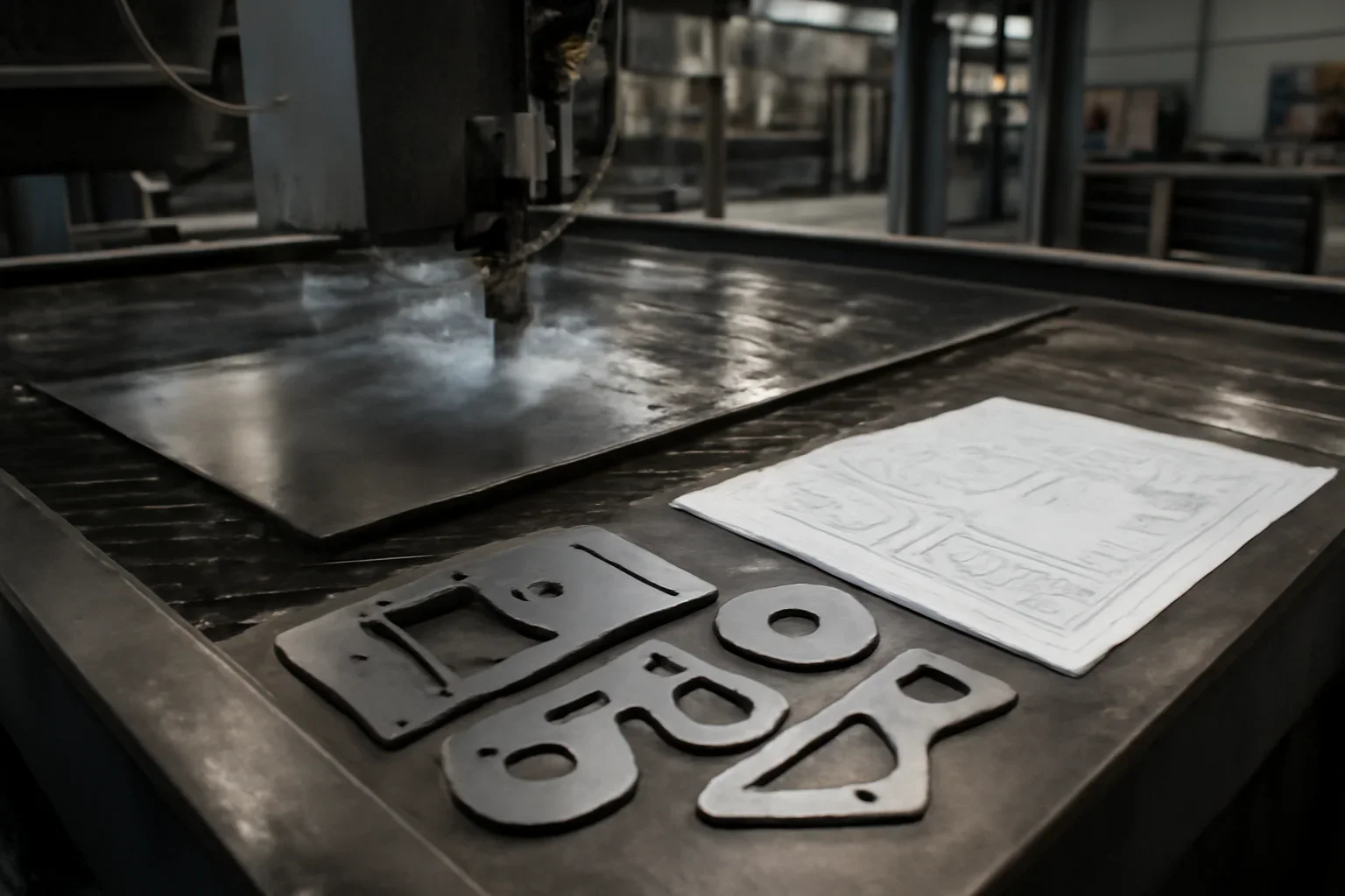 Waterjet Cutting at Old Bridge Metal Fabrication with custom fabricated metal parts and project planning