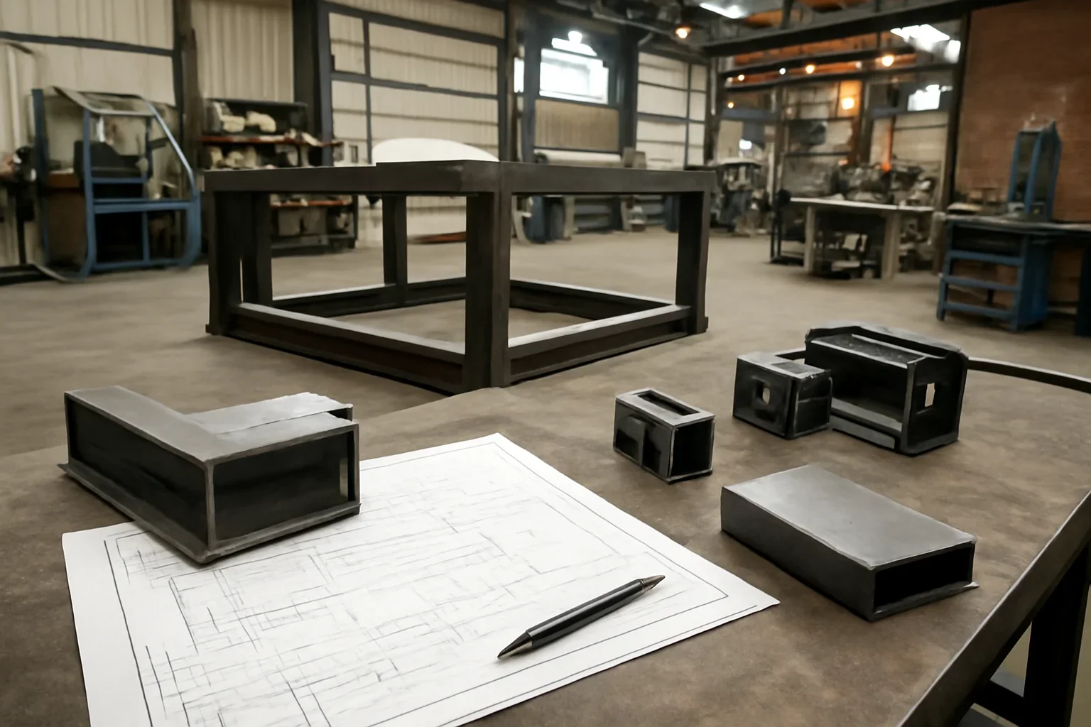 Commercial Construction at Old Bridge Metal Fabrication with custom fabricated metal parts and project planning