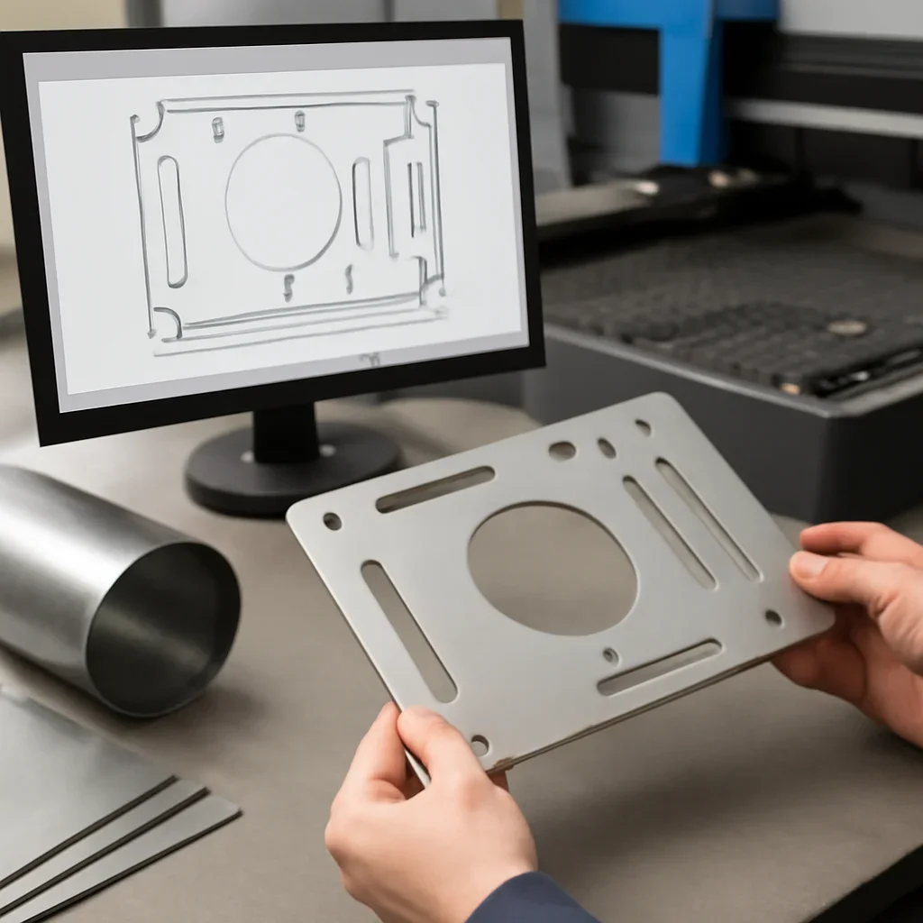 Close-up detail supporting dxf file upload with parts, materials, and fabrication workflow