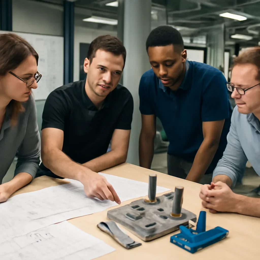 Project discussion around fixtures & jigs with the Riverside fabrication team