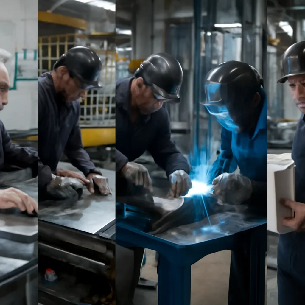 Fabrication workflow for food equipment components from review through production