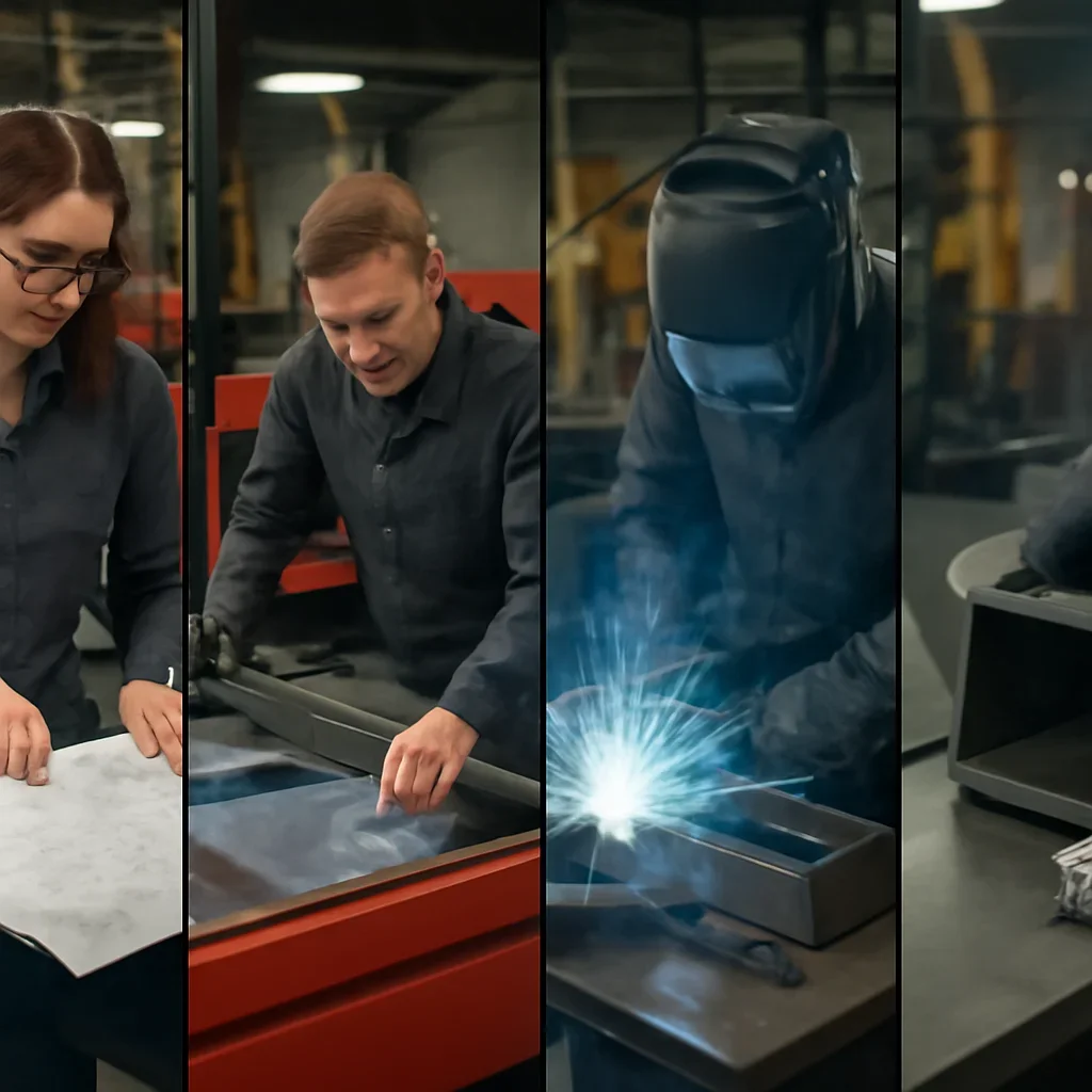 Fabrication workflow for prototype to production from review through production