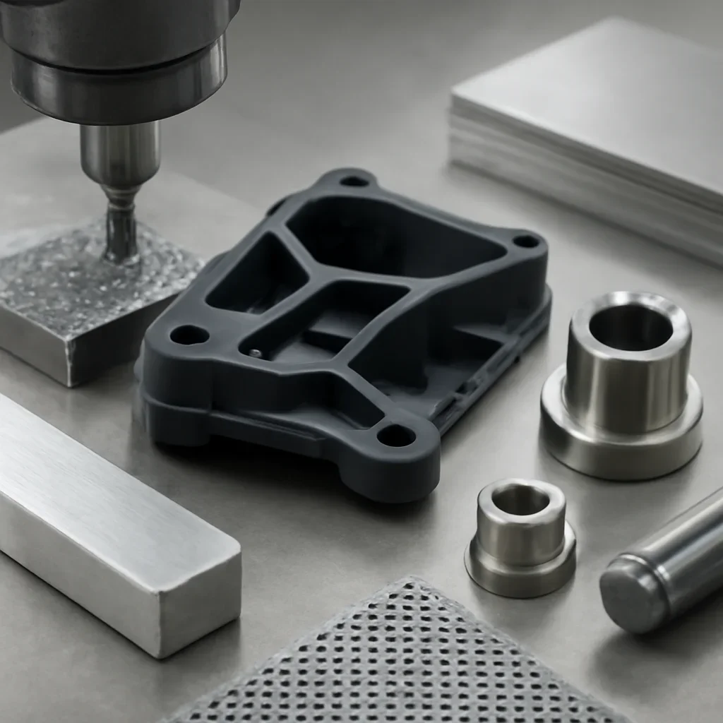 Close-up detail supporting faqs for oems with parts, materials, and fabrication workflow