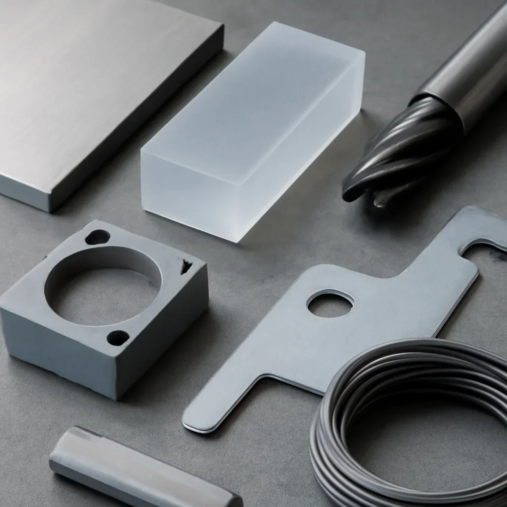 Close-up detail supporting material options with parts, materials, and fabrication workflow